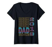 Femme Meilleur Papa du Monde - sans Blague - Papa Depuis 2019 T-Shirt avec Col en V