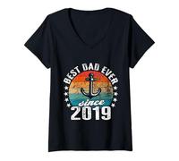 Femme Meilleur Papa du Monde - sans Blague - Papa Depuis 2019 T-Shirt avec Col en V