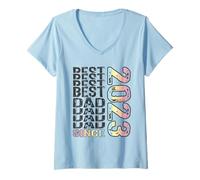 Femme Meilleur Papa du Monde - sans Blague - Papa Depuis 2023 T-Shirt avec Col en V