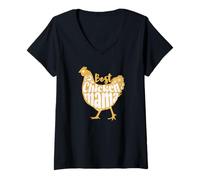 Femme Meilleur Poulet Momma Homesteading Urban Backyard Farming T-Shirt avec Col en V