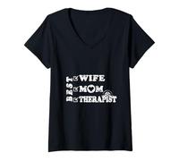 Femme Meilleure épouse, Maman et thérapeute Psychologue T-Shirt avec Col en V