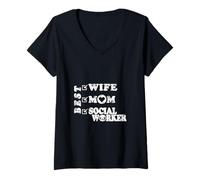 Femme Meilleure épouse, Maman et travailleuse Sociale - Illustration autonomisée des Femmes T-Shirt avec Col en V