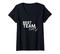Femme Meilleure équipe jamais Boss Day Appreciation Manager Work T-Shirt avec Col en V