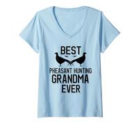 Femme Meilleure Grand-mère chassant Le Faisan de Tous Les Temps | Saison des faisans T-Shirt avec Col en V