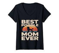 Femme Meilleure Maman Caniche de Tous Les Temps T-Shirt avec Col en V