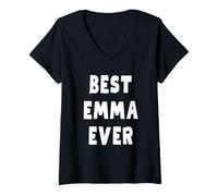 Femme Meilleure Meilleur Emma de Tous Les Temps T-Shirt avec Col en V