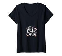 Femme Meilleure Reine des Cookies du Monde T-Shirt avec Col en V