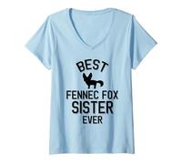 Femme Meilleure sœur Fennec Fox de Tous Les Temps T-Shirt avec Col en V