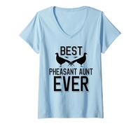 Femme Meilleure Tante Faisan de Tous Les Temps | Saison des faisans T-Shirt avec Col en V