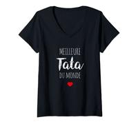 Femme Meilleure Tata du monde Super Tata Tante Cadeau T-Shirt avec Col en V