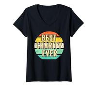 Femme Meilleure œuvre de charité Graphique rétro T-Shirt avec Col en V