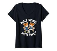 Femme Meilleurs amis du football - Tiger boys football T-Shirt avec Col en V