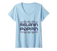 Femme Melanin Poppin Mois De L'histoire des Noirs Fierté des T-Shirt avec Col en V
