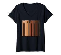 Femme Melanin Pride Skin Tone Shades Black History Month T-Shirt avec Col en V