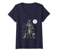 Femme Melchom Chat Démon de Coin et Jugement T-Shirt avec Col en V