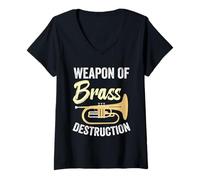 Femme Mellophoniste : Destruction d'instruments à cuivres T-Shirt avec Col en V
