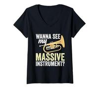 Femme Mellophoniste, Joueur de cuivres Massive Mellophone T-Shirt avec Col en V