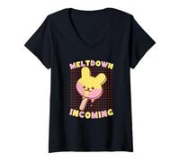 Femme Meltdown Arrive l'été Prochain de Cute Bunny Ice Pop T-Shirt avec Col en V