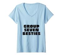 Femme Membres Elite du Groupe 7 Seven Besties T-Shirt avec Col en V