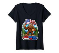 Femme Même Bigfoot agite Le Drapeau T-Shirt avec Col en V