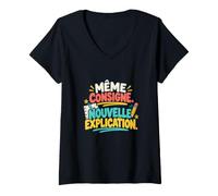 Femme Même Consigne Nouvelle Explication AESH T-Shirt avec Col en V