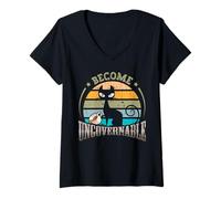 Femme Mème de Chat Noir drôle Devient ingouvernable, Faites ce Que T-Shirt avec Col en V