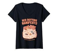 Femme Mème de la génération Z du manifeste sur la pourriture du lit T-Shirt avec Col en V