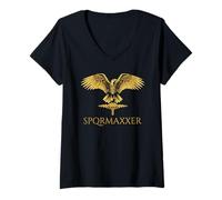 Femme Meme de l'histoire Romaine Antique - SPQRMAXXER - SPQR Eagle Rome T-Shirt avec Col en V