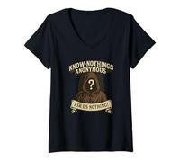 Femme Mème de point d'interrogation masqué anonyme T-Shirt avec Col en V