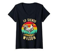 Femme Meme de Poulet Vintage Wilson Lo Siento T-Shirt avec Col en V