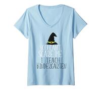 Femme Mème d'halloween « You Can't Scare Me I Teach » T-Shirt avec Col en V