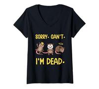 Femme Mème drôle de Fausse Mort d'opossum. Désolé, Je ne Peux Pas T-Shirt avec Col en V