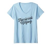 Femme Mème drôle féministe Killjoy Smash The Patriarchy T-Shirt avec Col en V