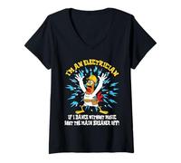 Femme Mème électricien drôle Danse sans Musique Lineman Poulet T-Shirt avec Col en V