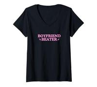 Femme Meme Gag Sarcastique drôle Boyfriend Beater Unhinged Gen Z Y2K T-Shirt avec Col en V