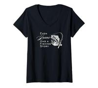 Femme Même Jésus a une histoire de pêche, blague chrétienne amusante sur le poisson T-Shirt avec Col en V