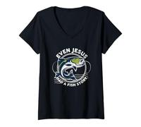 Femme Même Jésus Avait Une Histoire de Poisson Drôle de pêche T-Shirt avec Col en V