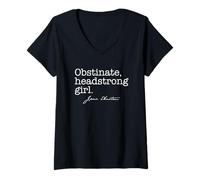 Femme Meme Lecteur de Citation de Jane Austen T-Shirt avec Col en V