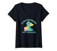 Femme Même Les méchants Font Manger du Pop-Corn à Saddies Dragon T-Shirt avec Col en V