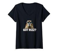 Femme Meme Lover Gen Alpha Slang Got Rizz Capybara T-Shirt avec Col en V