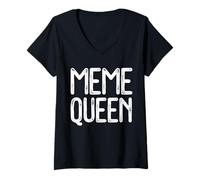 Femme Meme Queen Gamer Girl T-Shirt avec Col en V