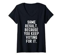 Femme Même résultat Parce Que Vous continuez à Voter pour ça Sarcastique T-Shirt avec Col en V