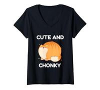 Femme Meme Thicc Kitty Mignon et effronté T-Shirt avec Col en V