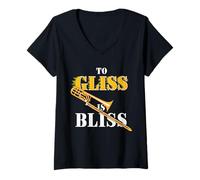 Femme Mème Trombone pour Tromboniste Basse Un Trombone Drôle T-Shirt avec Col en V