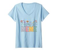 Femme Meme Wildflower Esthétique Effet Vieilli Pastel Internet Humour T-Shirt avec Col en V