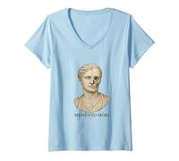 Femme Memento Mori Buste Romain Philosophie stoïque Latine T-Shirt avec Col en V