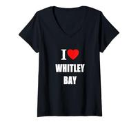Femme Memory. Born and Bred Souvenir de Whitley Bay T-Shirt avec Col en V