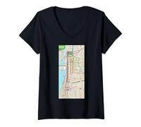 Femme Memphis Lines City Art Souvenir des États-Unis T-Shirt avec Col en V