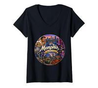 Femme Memphis, Tennessee, États-Unis, TN m, fleuve Mississippi, Peabody T-Shirt avec Col en V