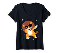 Femme Men Women Kids Cool Lion Dabbing Animals Wildlife Parties T-Shirt avec Col en V